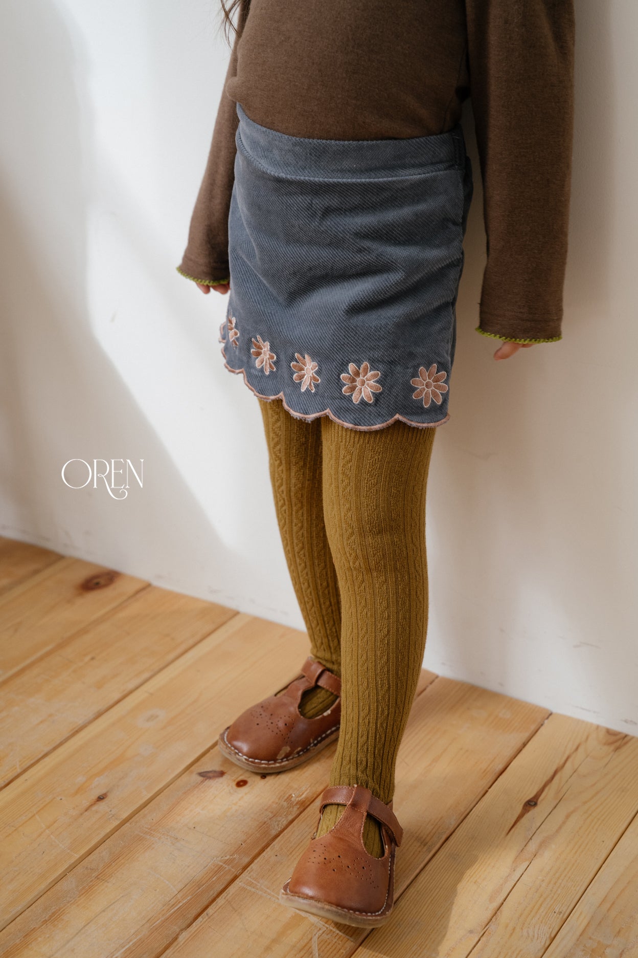 [OREN] Marron cable tights