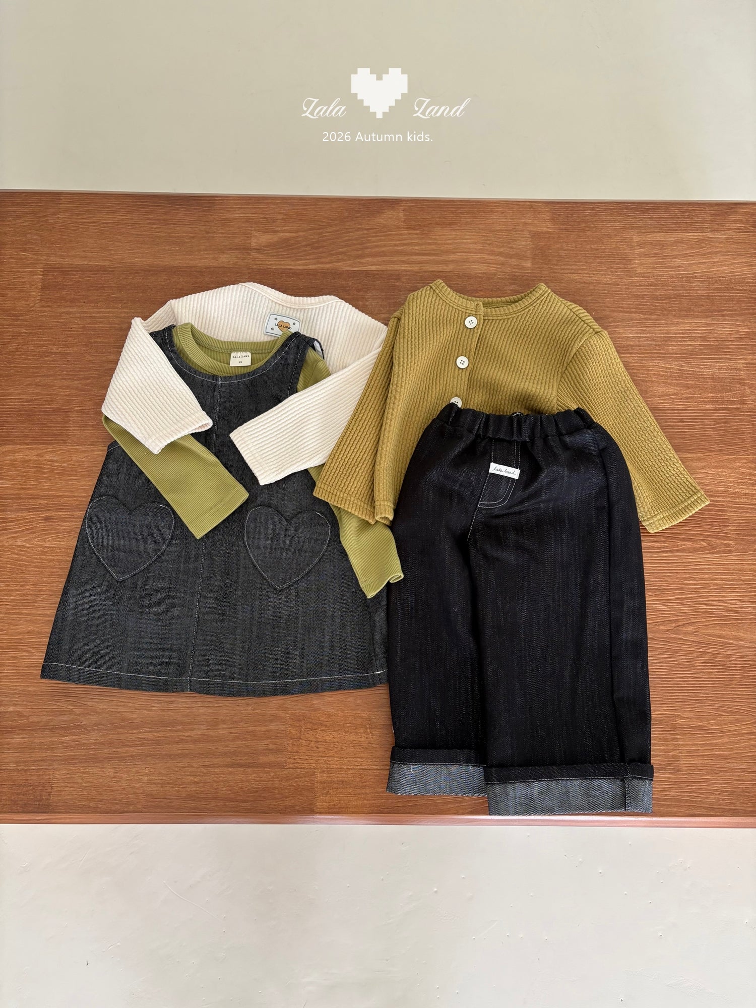 ［Lala land］Roll up denim pants