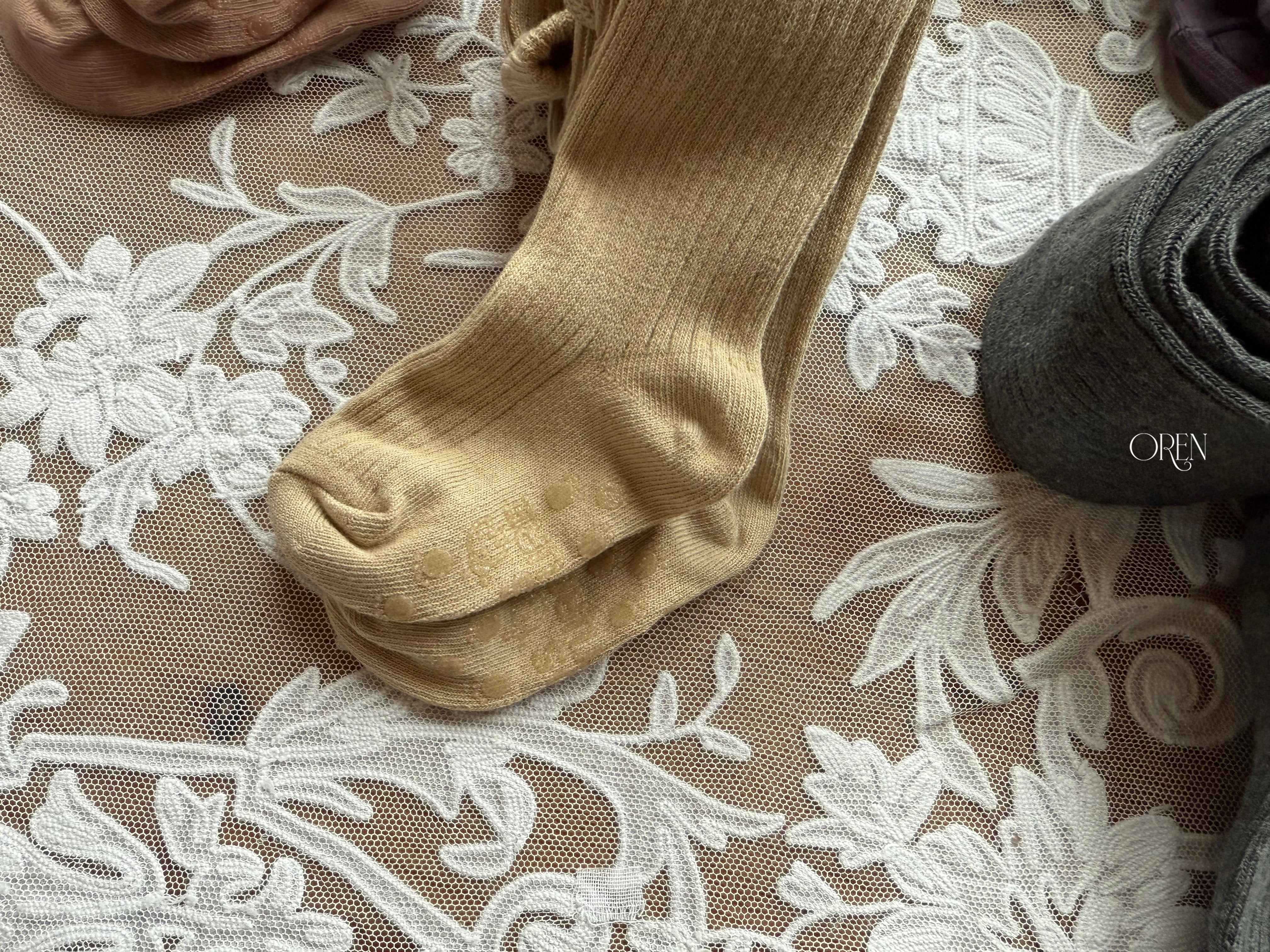 [OREN] Velour rib tights