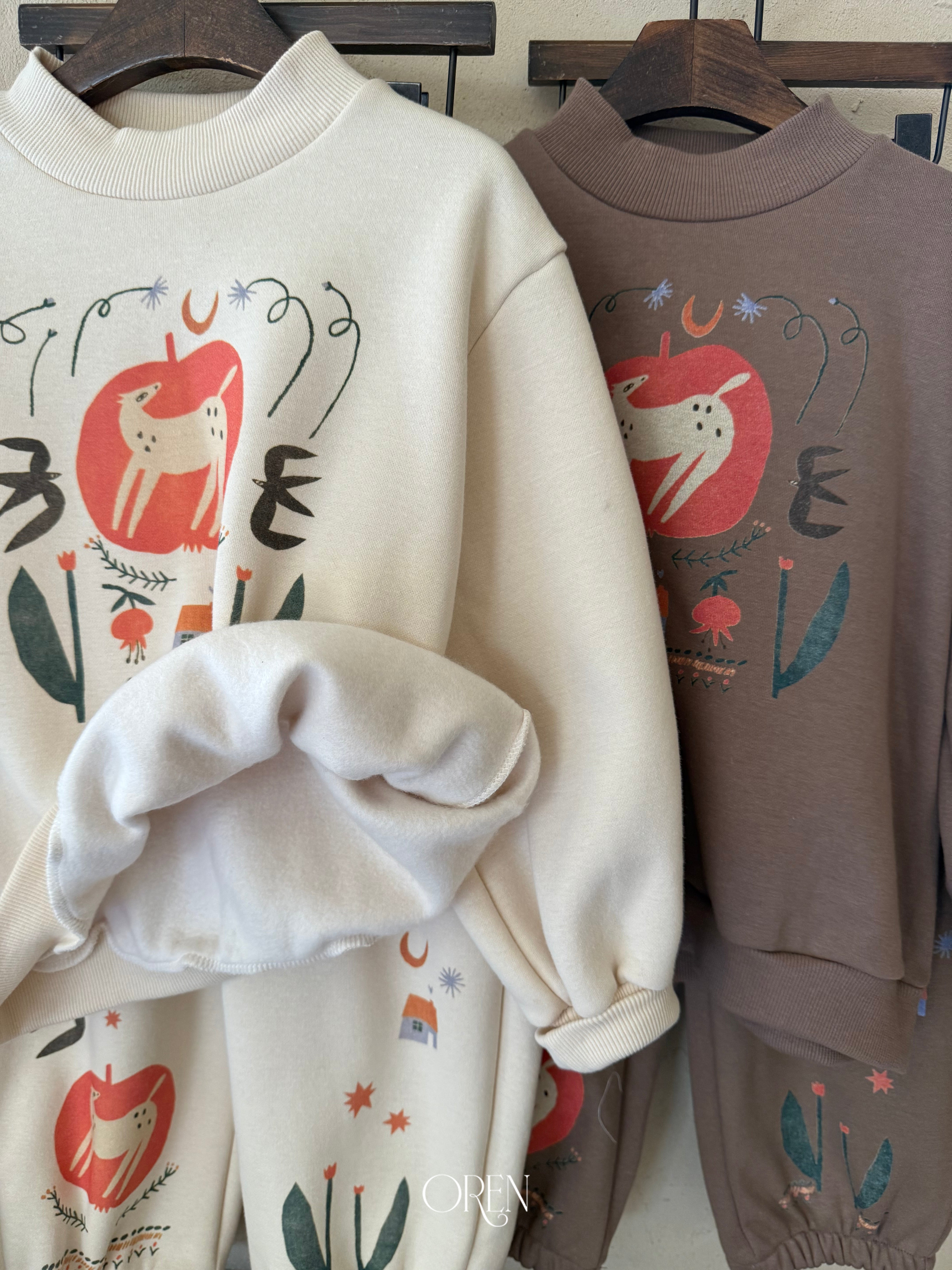 [OREN] Romi garden brushed sweatshirt set