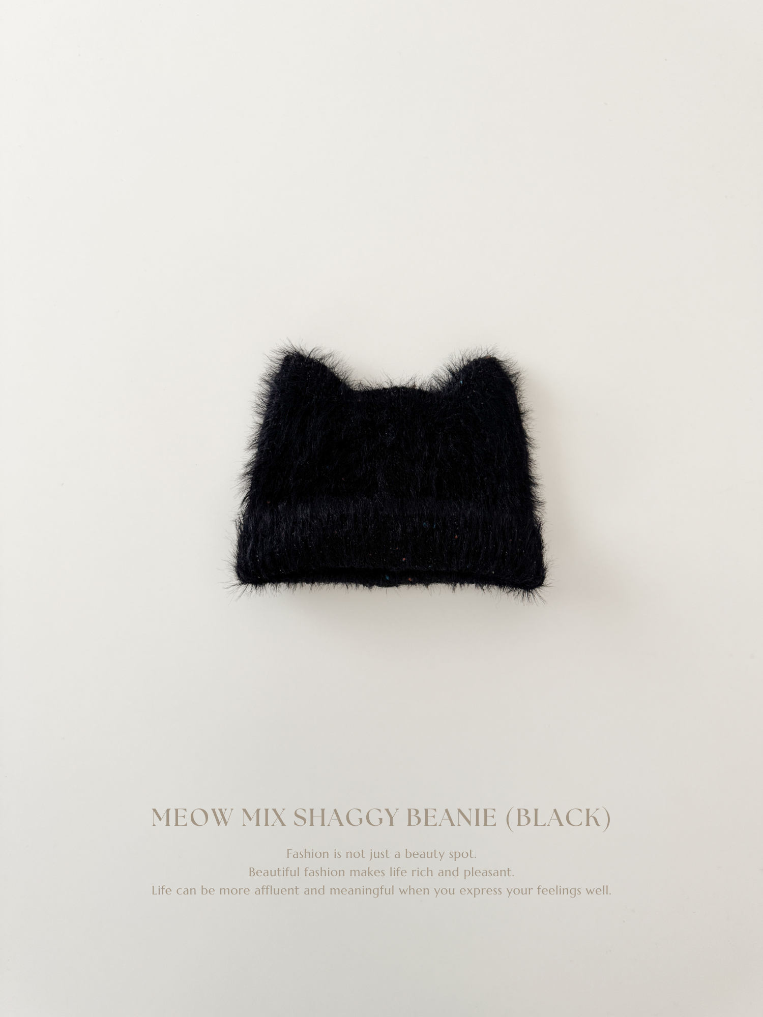 Meow mix shaggy beanie (black)