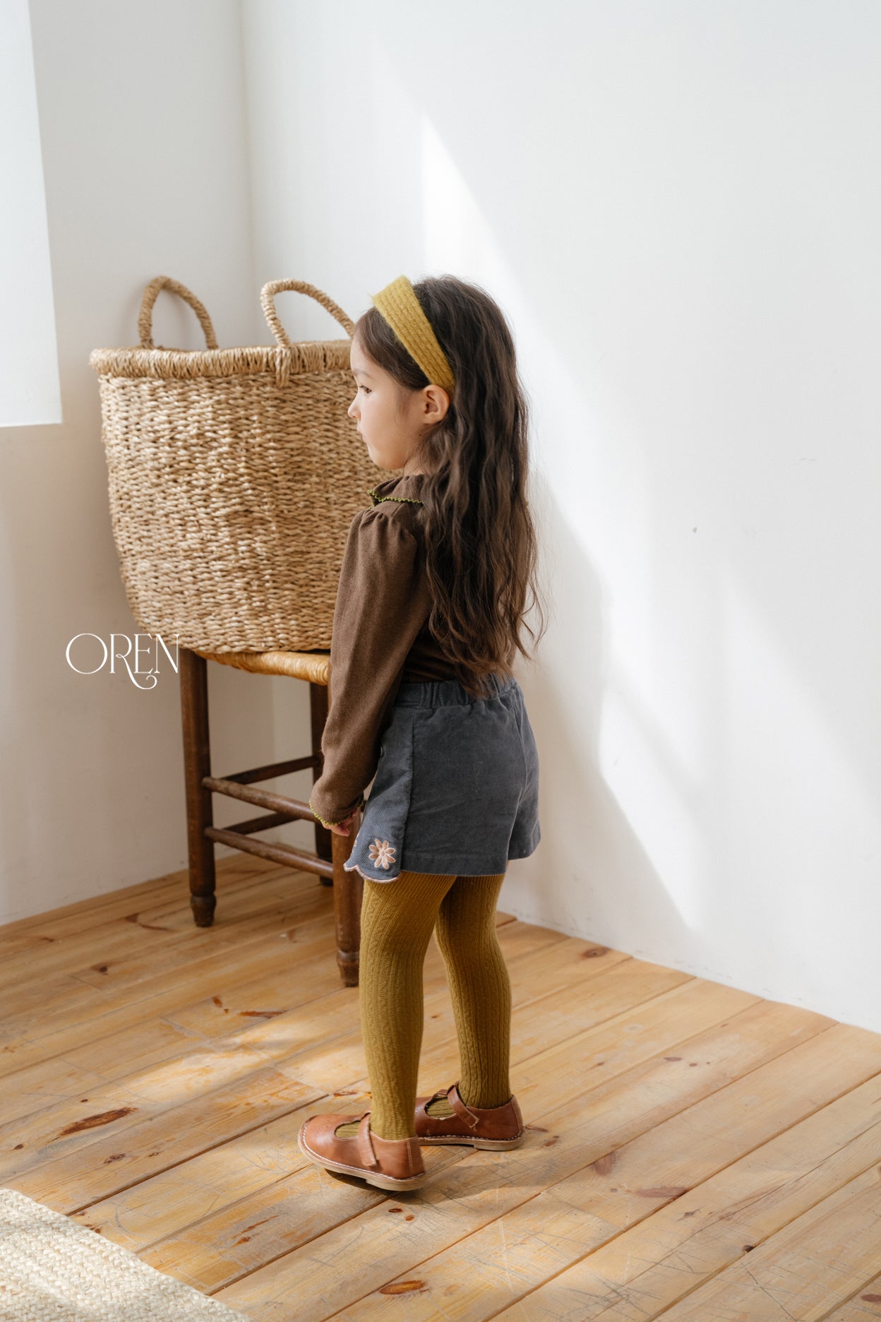 [OREN] Marron cable tights