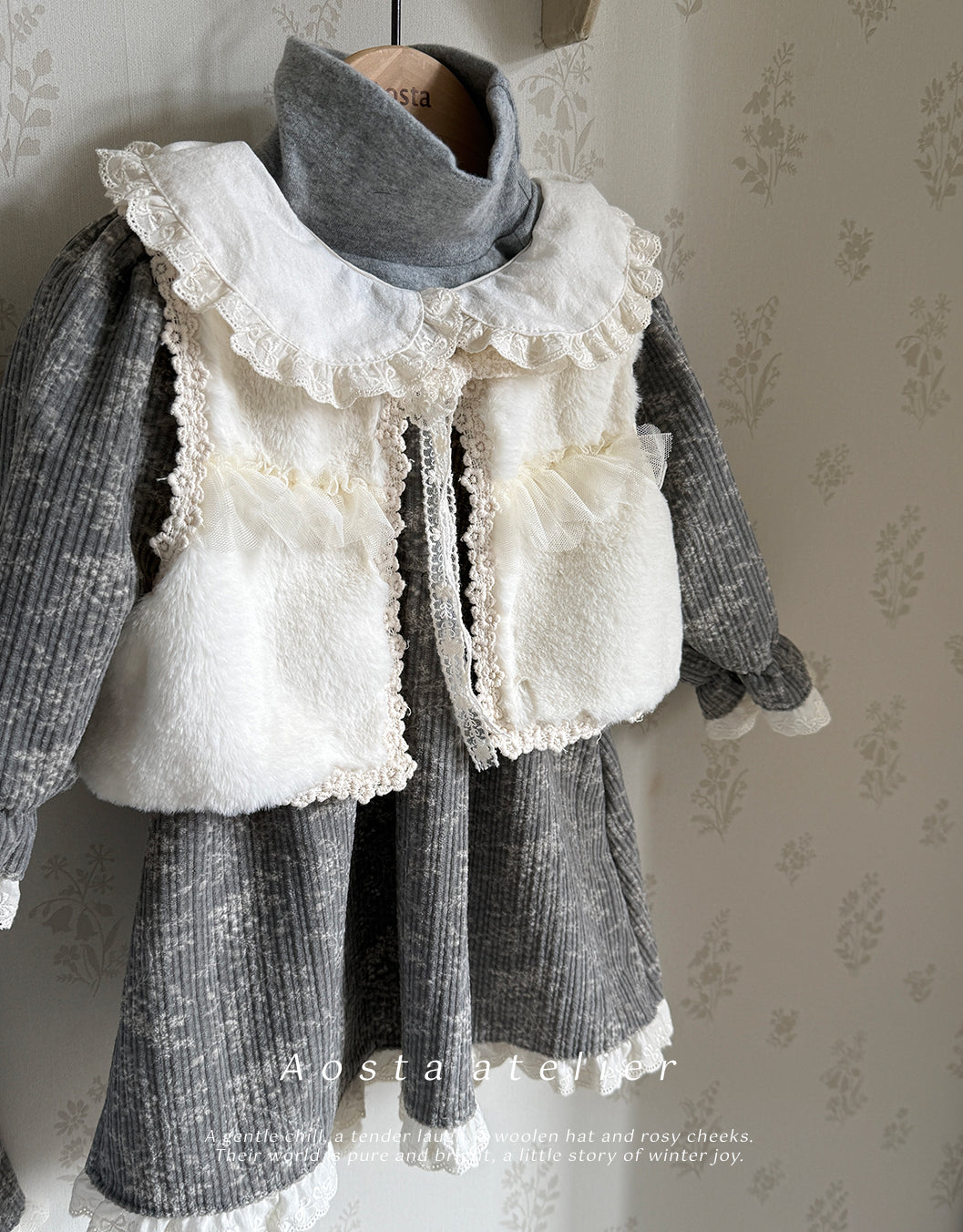［Aosta］Fur open vest