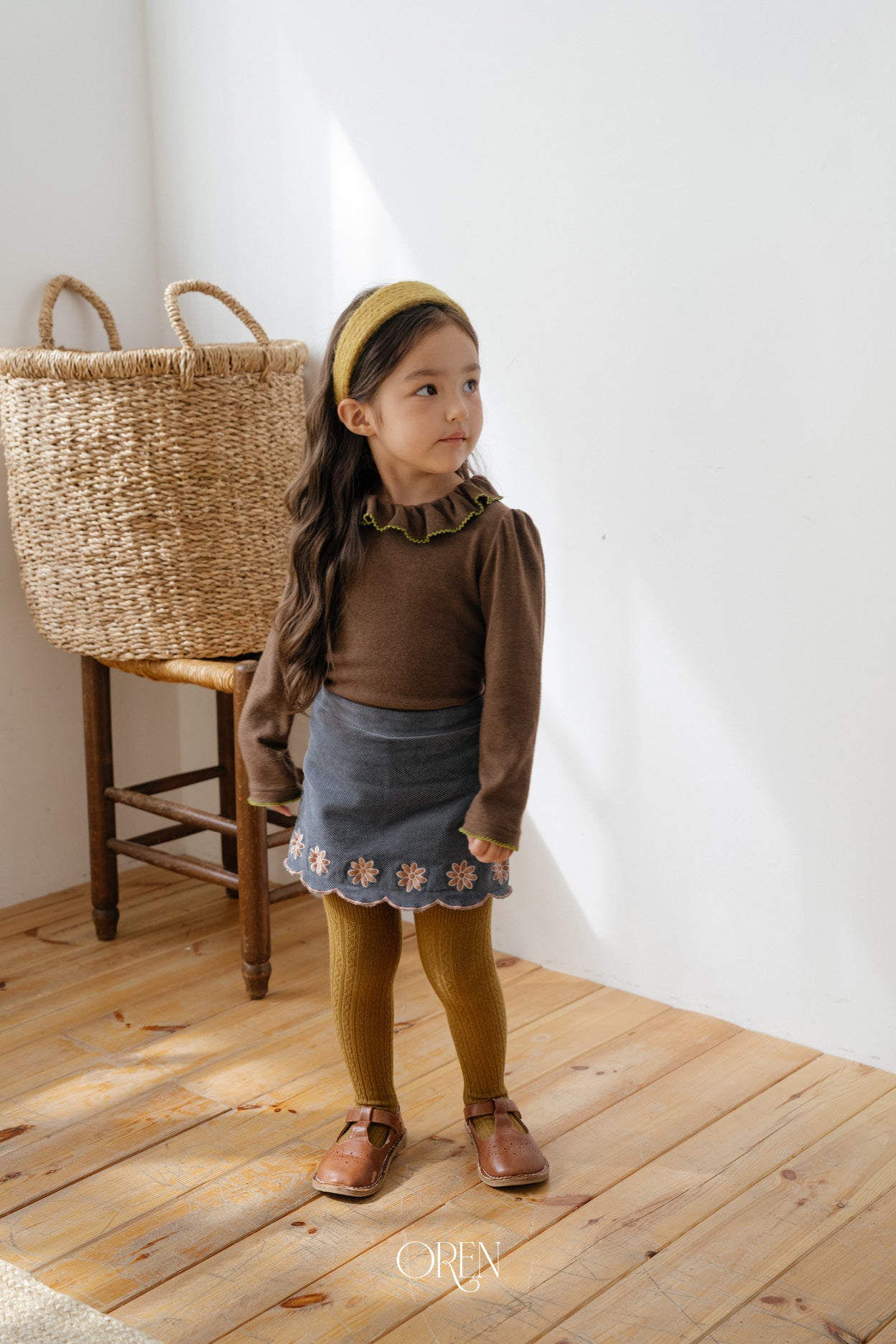 [OREN] Bella embroidery culotte pants