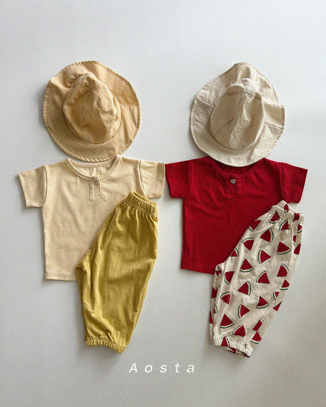 ［Aosta］Heart button tee