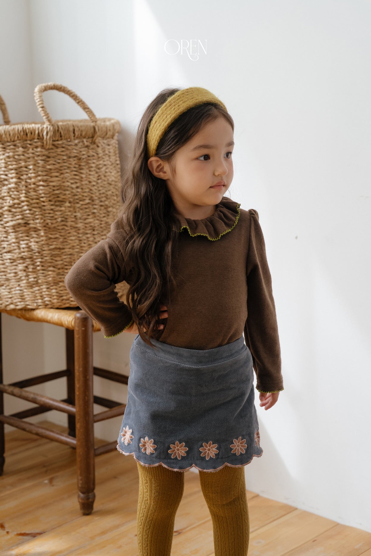 [OREN] Bella embroidery culotte pants