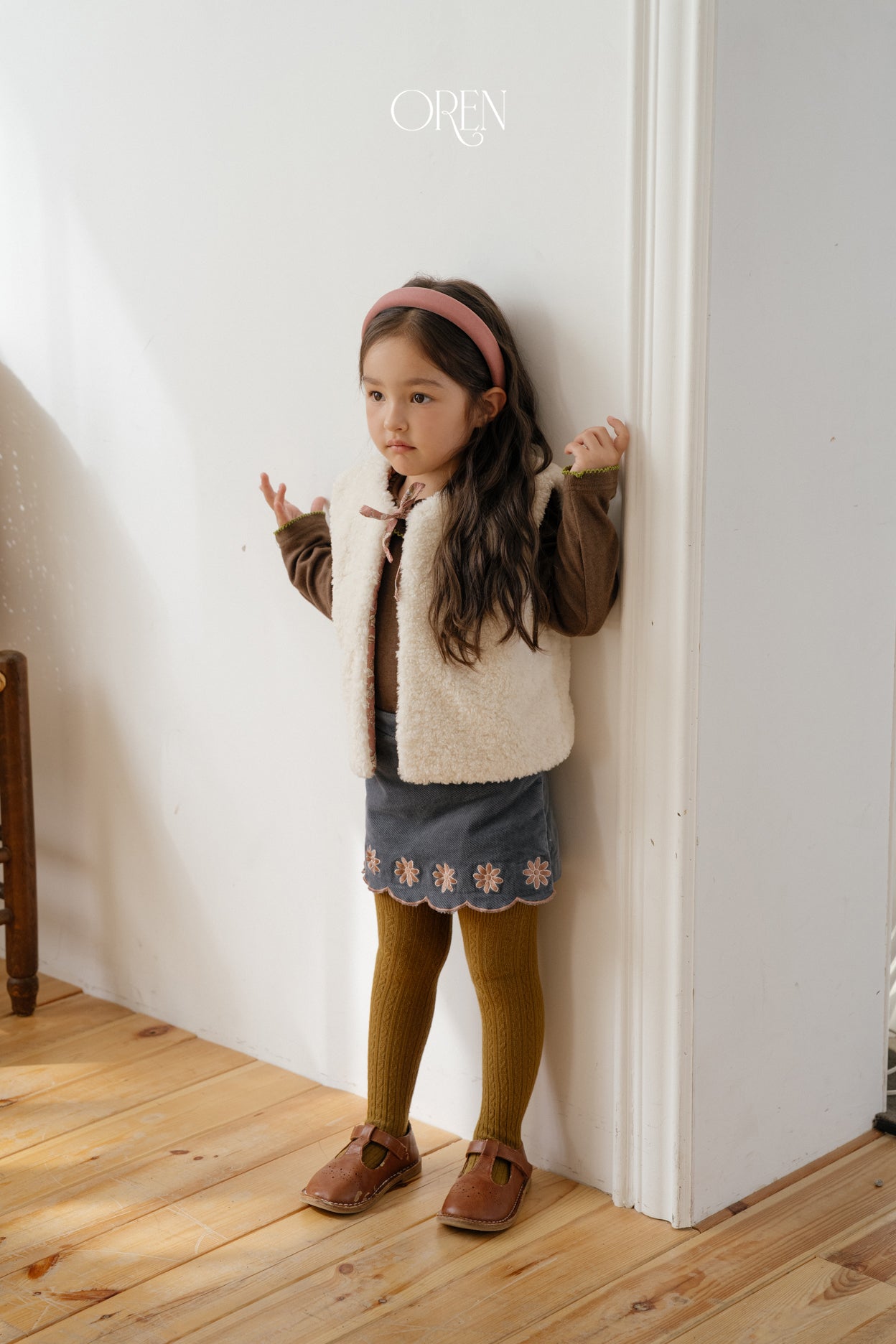 [OREN] Marron cable tights