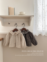 Petit check frill blouse