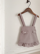 Daisy check suspender skirt