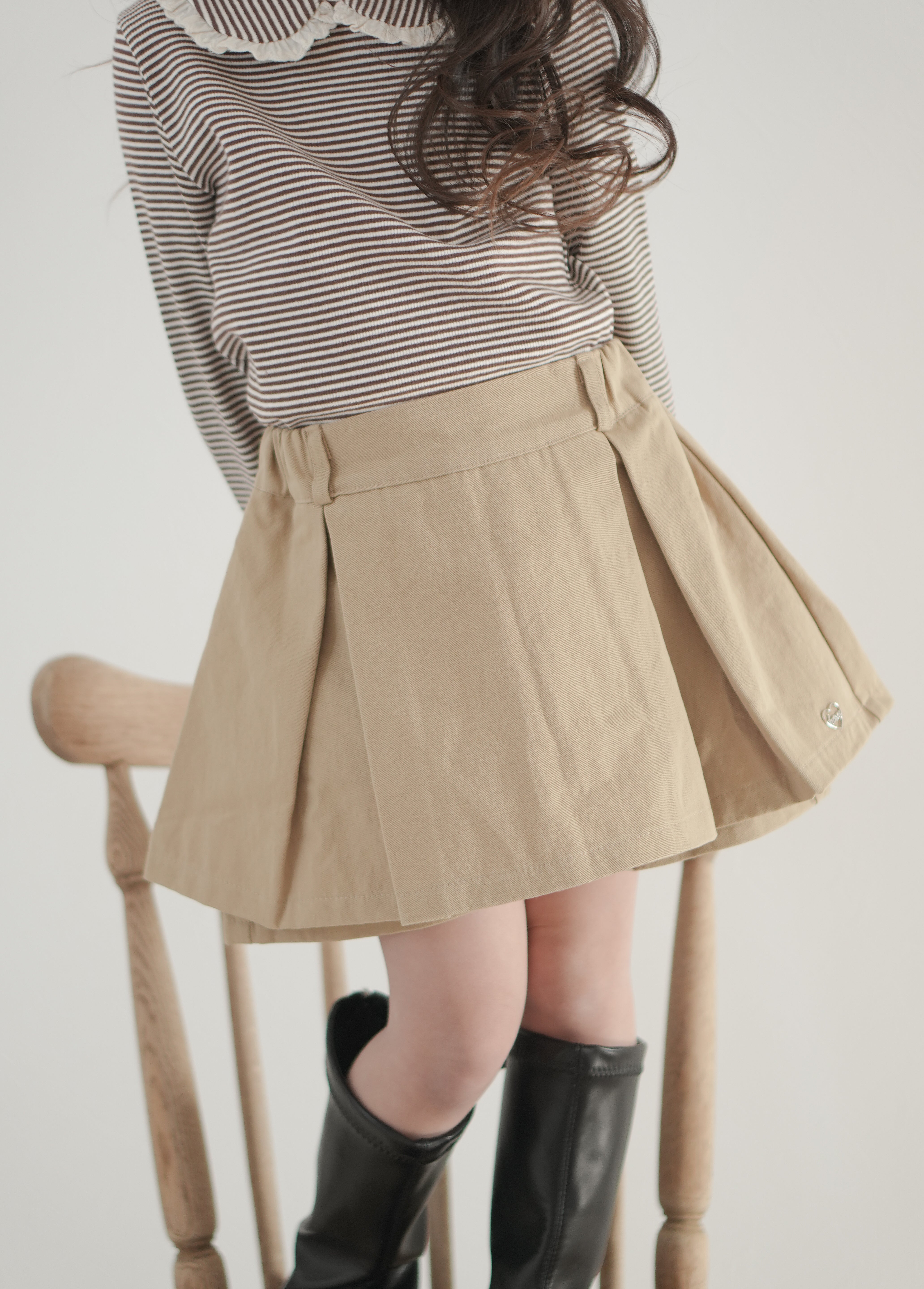 Stripe lace collar tops