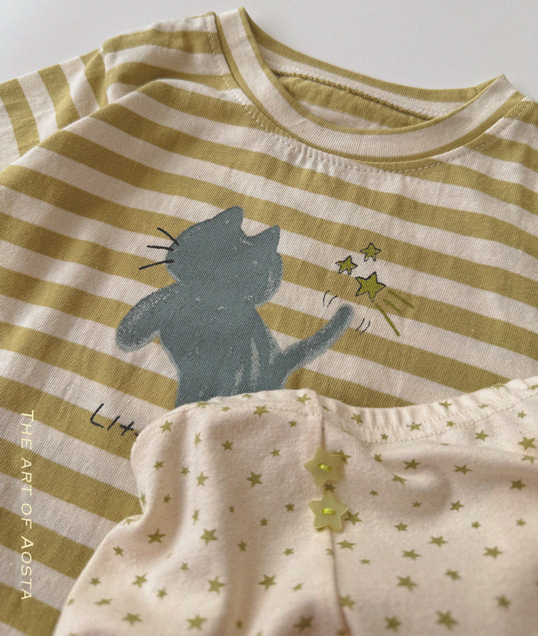 ［Aosta］Meow Stripe Tee