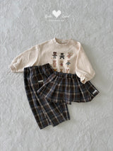 ［Lala land］Eve check pleats skirt