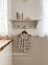 Check pin tuck rompers