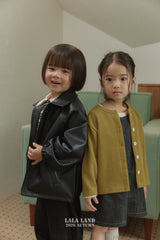 ［Lala land］Caross leather jacket