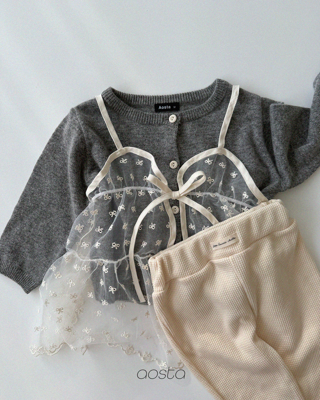 ［Aosta］Lace Ribbon Open Dress