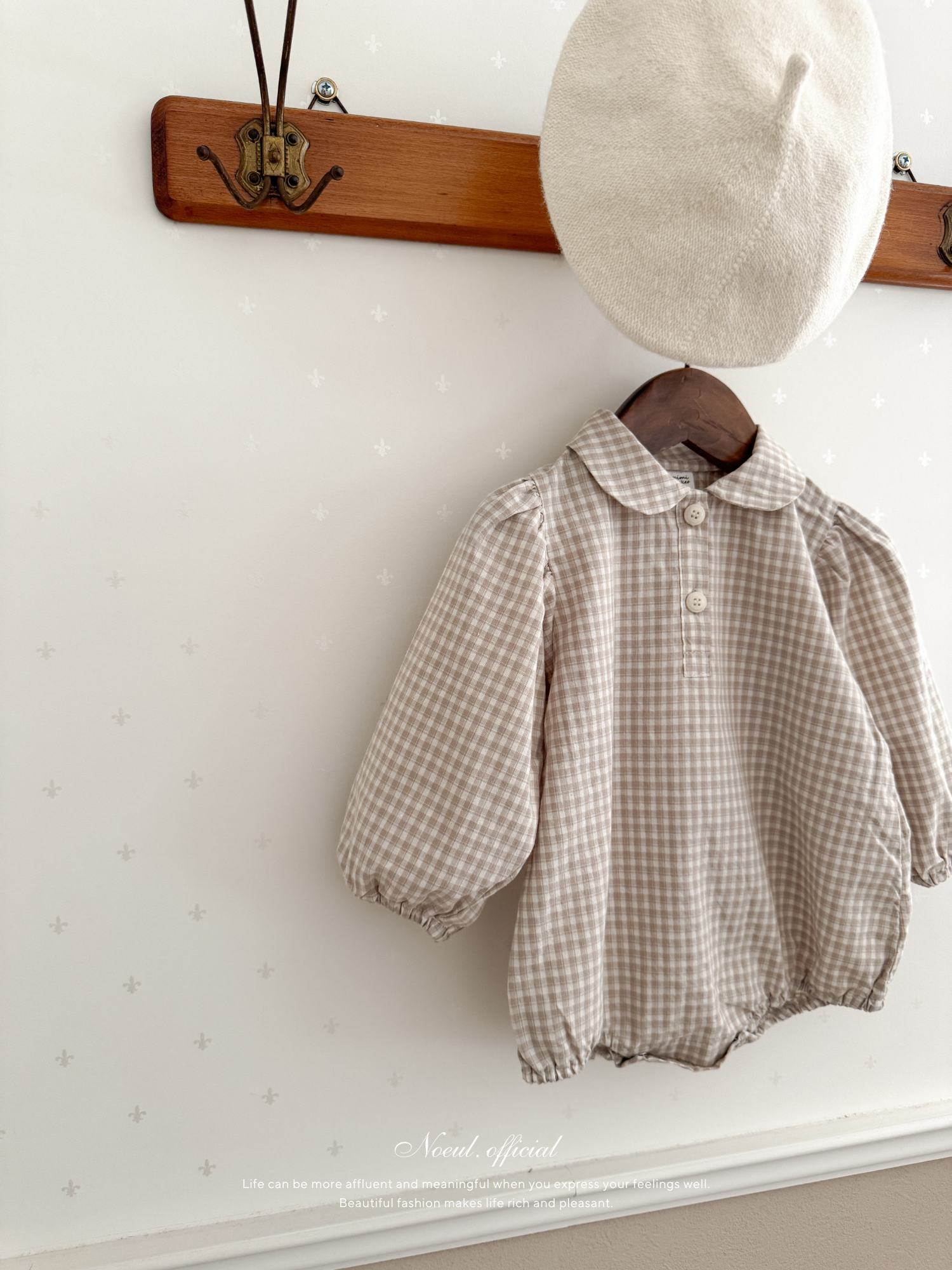 Sunny check collar rompers