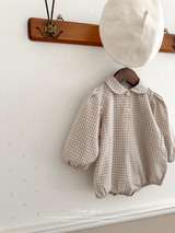 Sunny check collar rompers