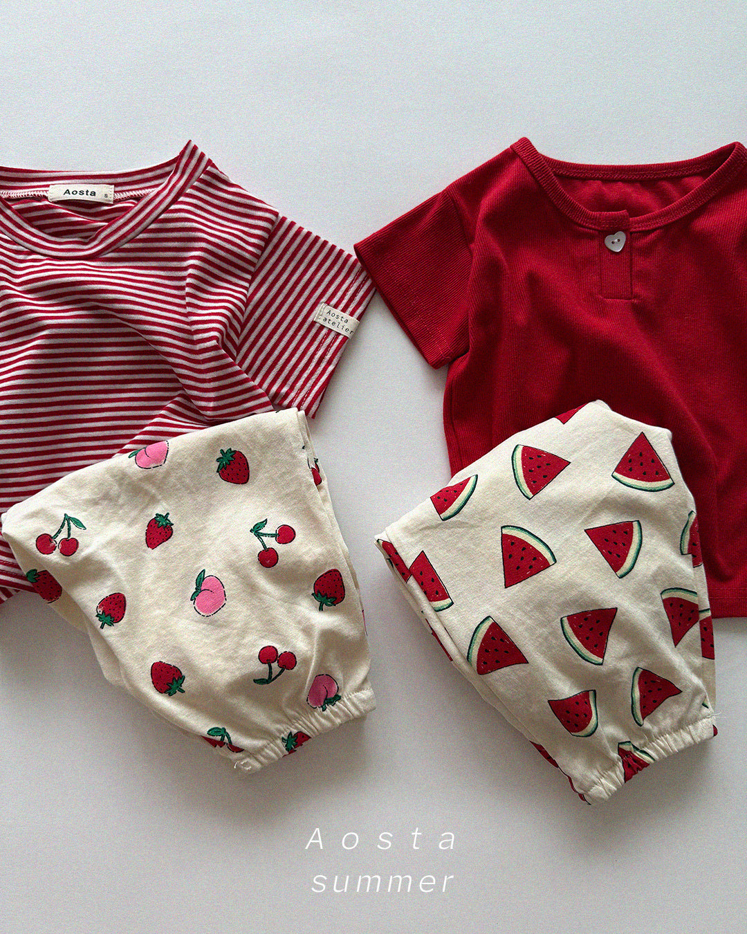［Aosta］Heart button tee