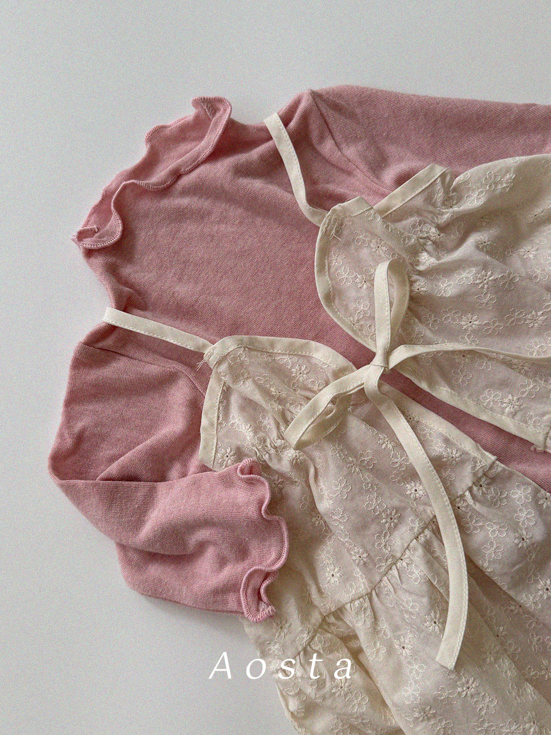 ［Aosta］Lace Cotton Open Dress
