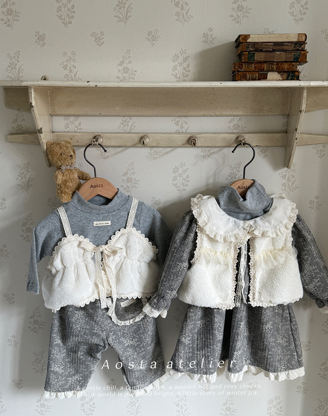 ［Aosta］Fur open vest