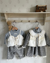 ［Aosta］Fur open vest