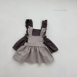 ［mimi market］Check apron one-piece