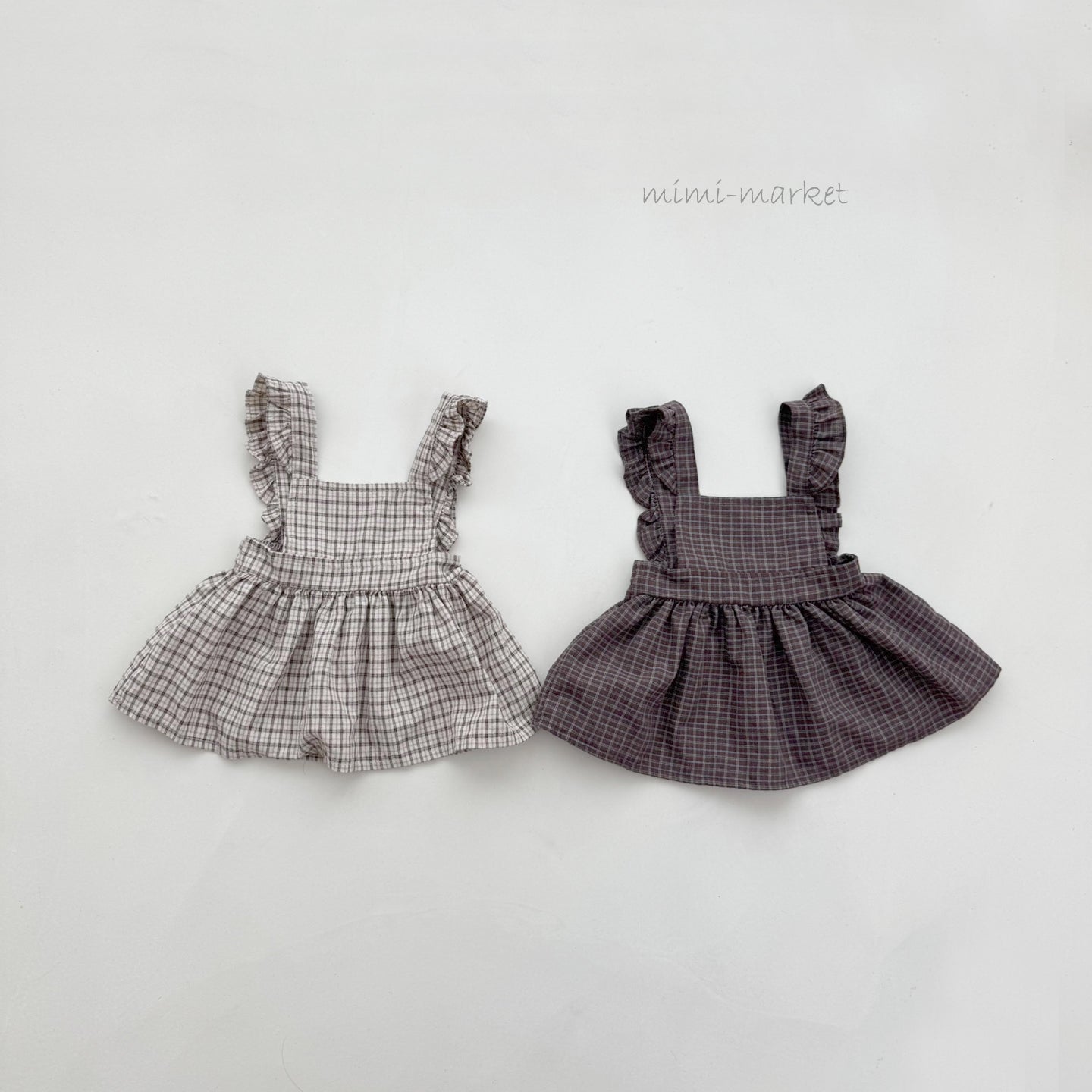 ［mimi market］Check apron one-piece