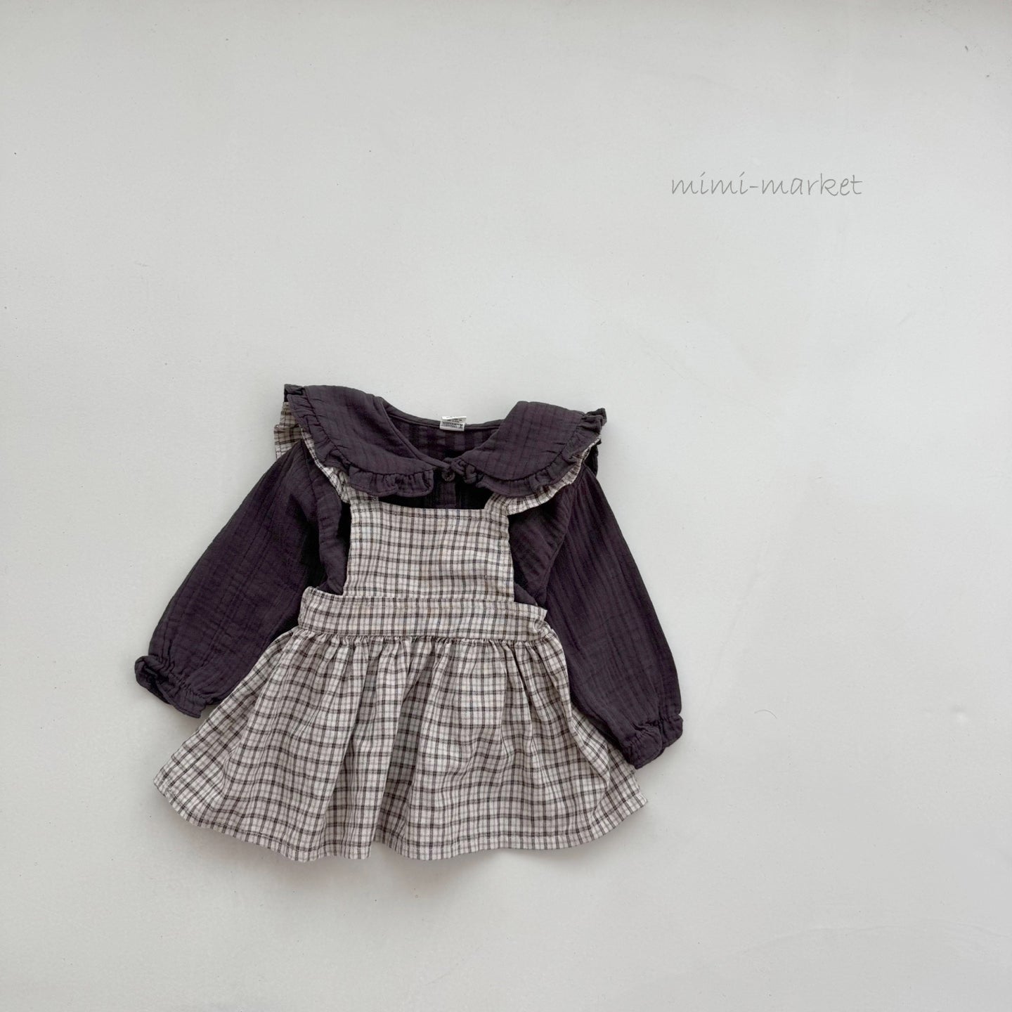 ［mimi market］Check apron one-piece