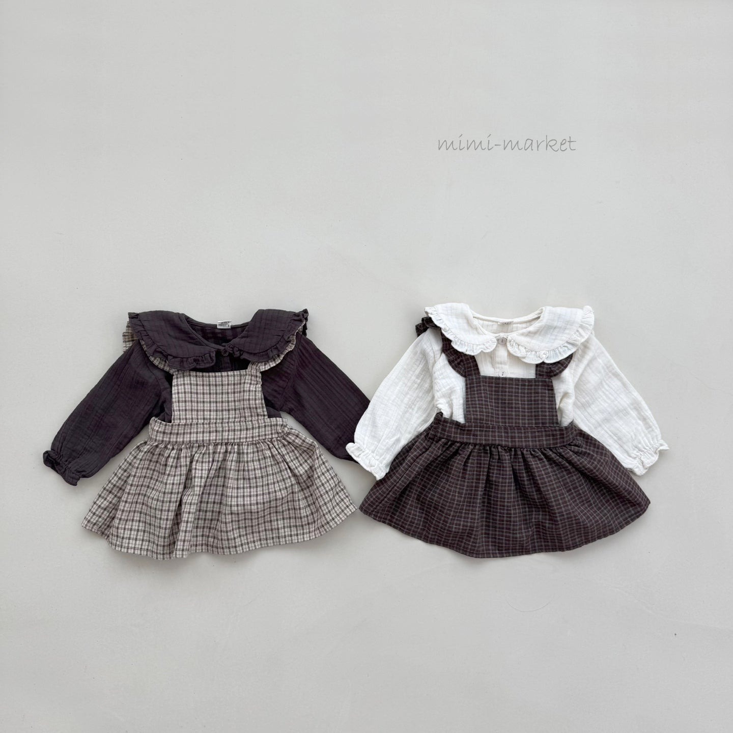 ［mimi market］Check apron one-piece