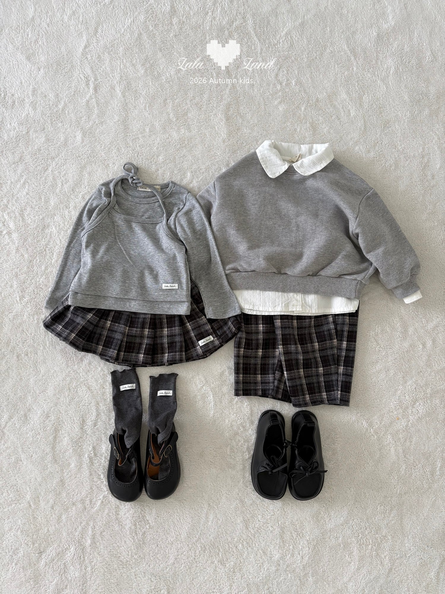 ［Lala land］Eve check pleats skirt