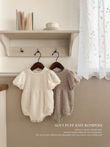 Soft puff knit rompers