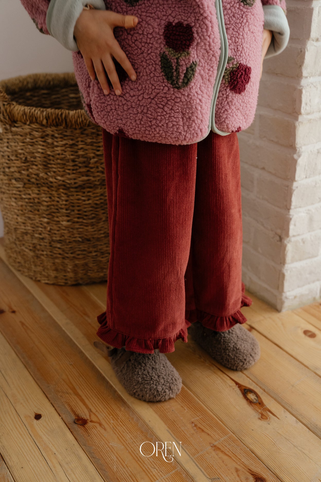[OREN] Naomi frill corduroy pants