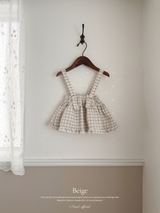 Pair check suspender skirt