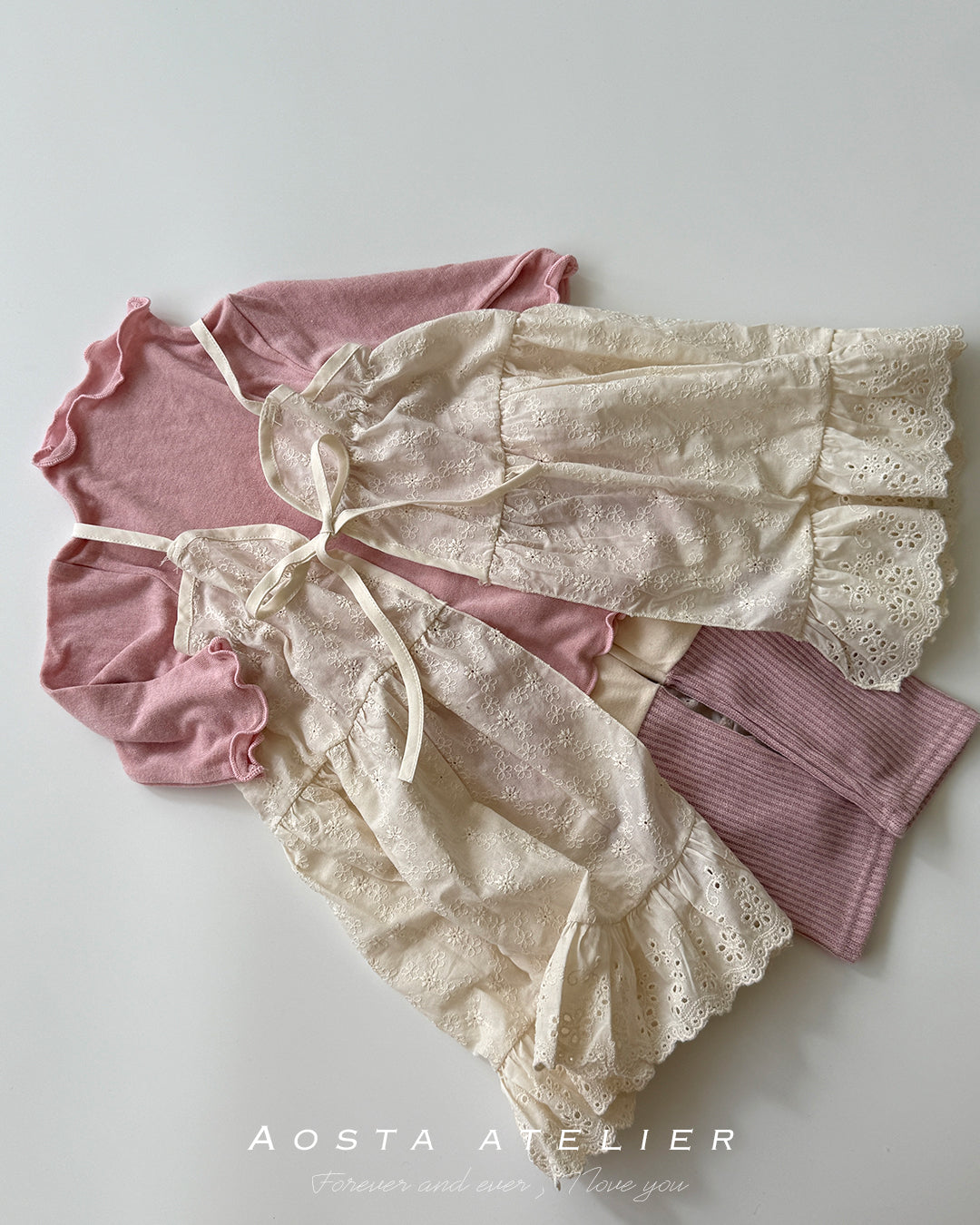 ［Aosta］Lace Cotton Open Dress