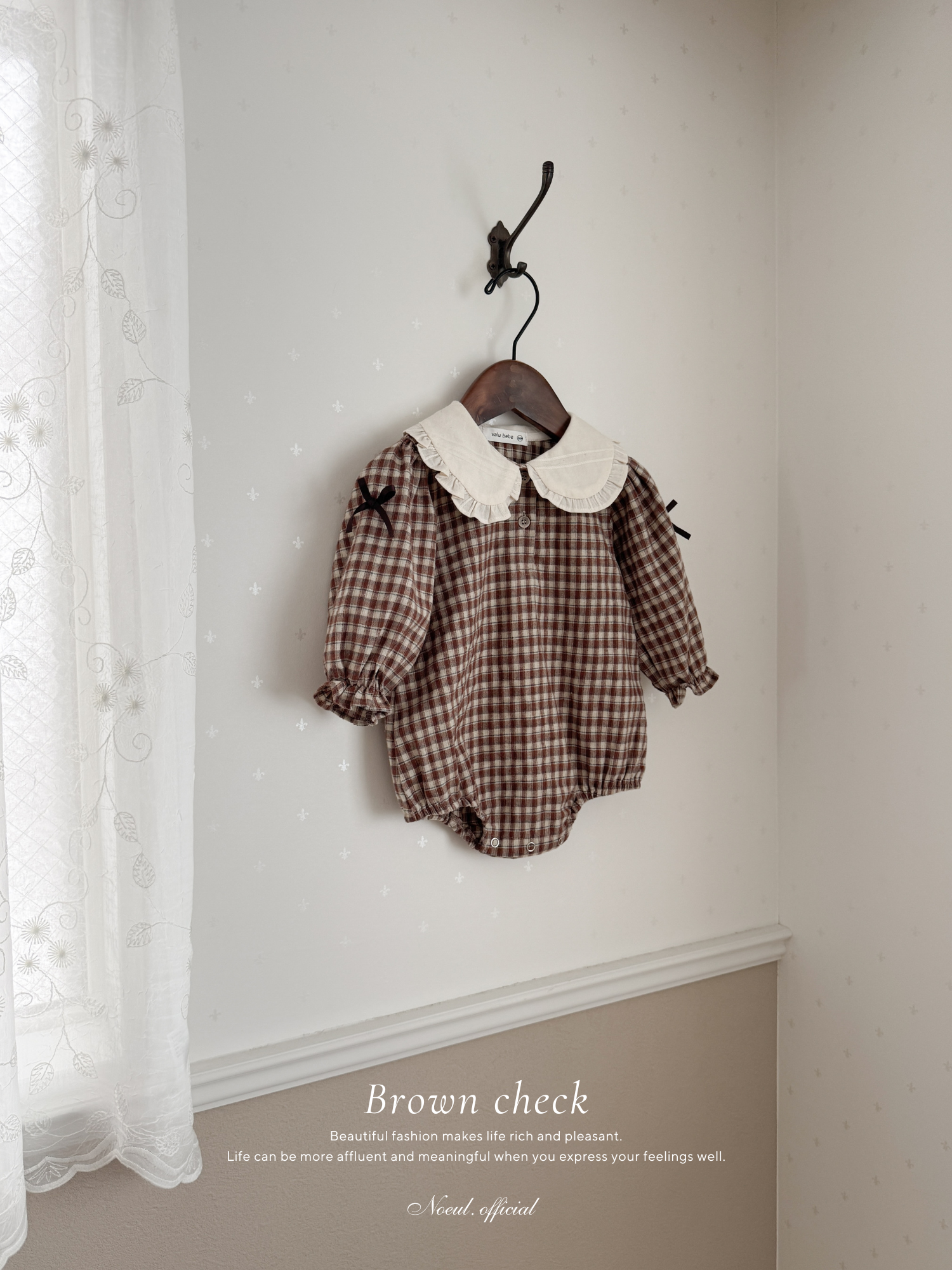 Frill check collar rompers (baby)