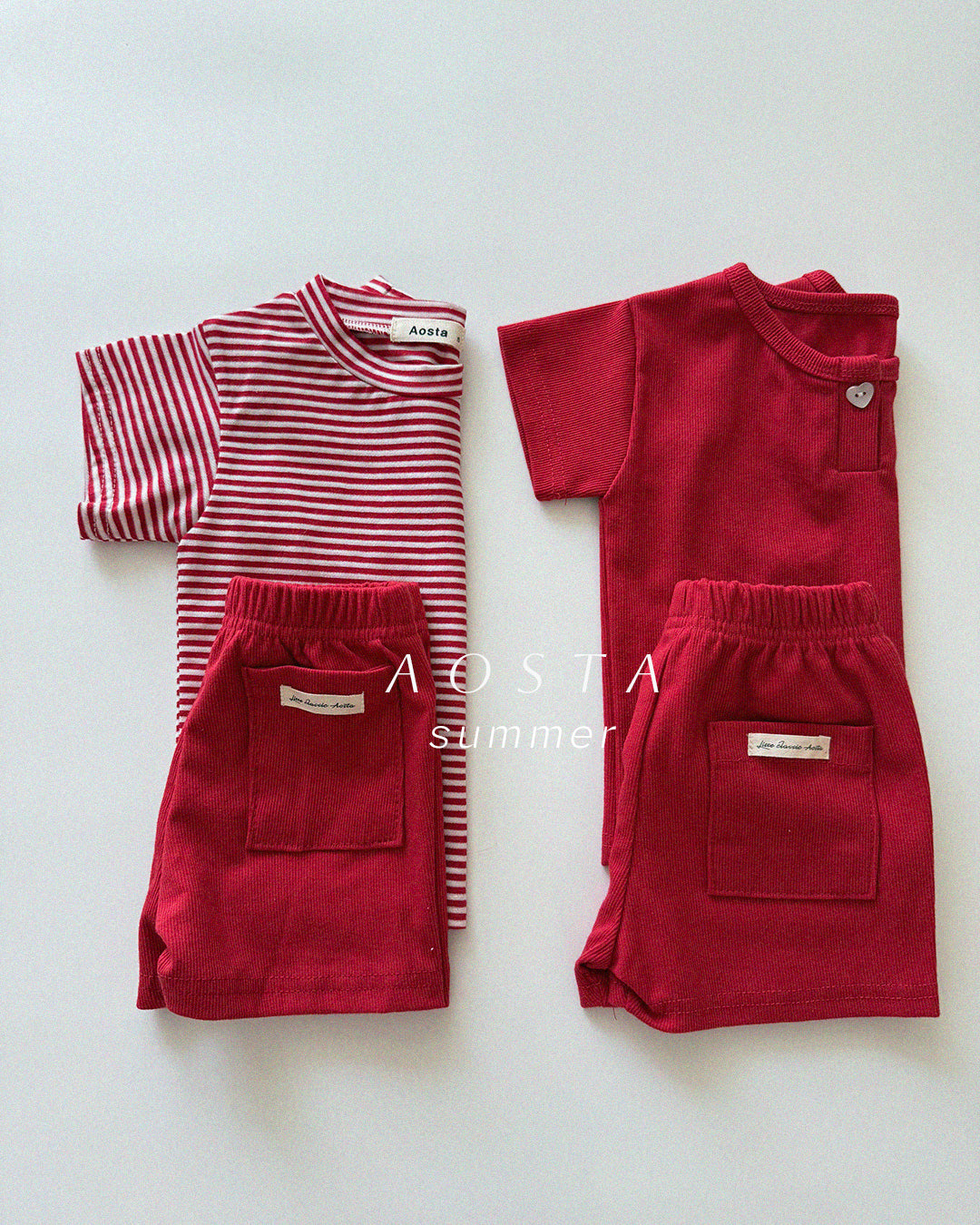 ［Aosta］Heart button tee