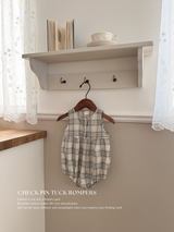 Check pin tuck rompers