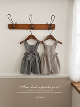 Mini check suspender pants
