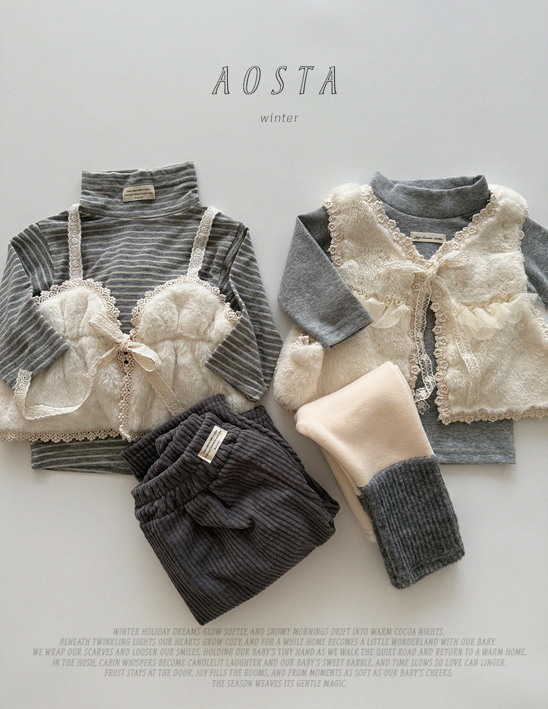 ［Aosta］Fur open vest