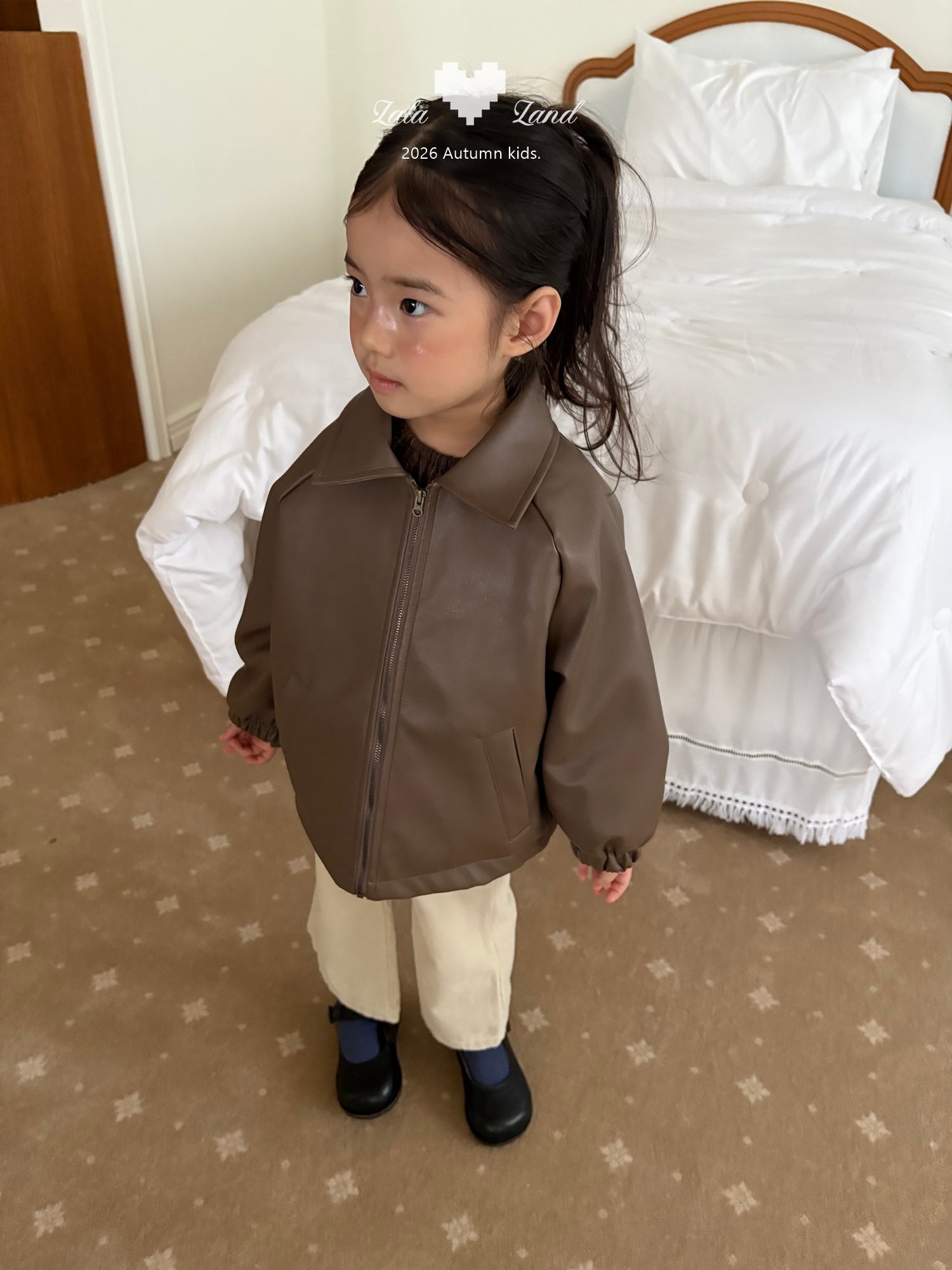 ［Lala land］Caross leather jacket