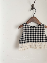 Check lace blouse
