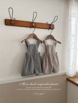 Mini check suspender pants