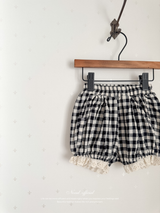 Check lace balloon pants
