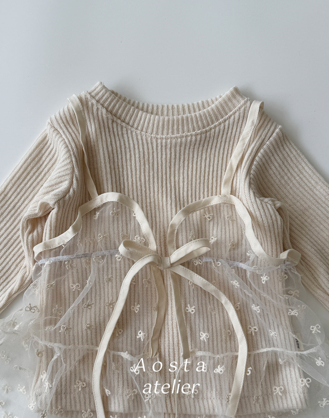［Aosta］Lace Ribbon Open Dress