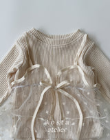 ［Aosta］Lace Ribbon Open Dress
