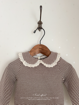 Stripe lace collar tops