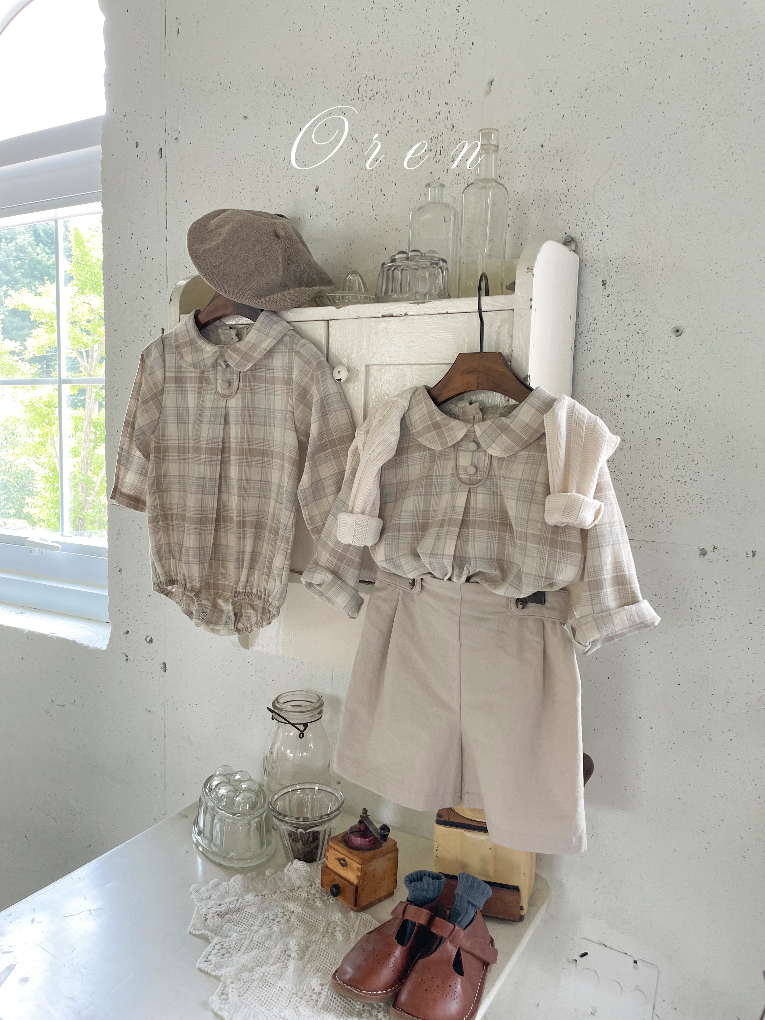 ［OREN］Leandre check rompers