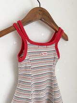 Double strap stripe flare one-piece