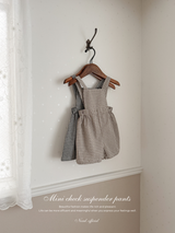Mini check suspender pants