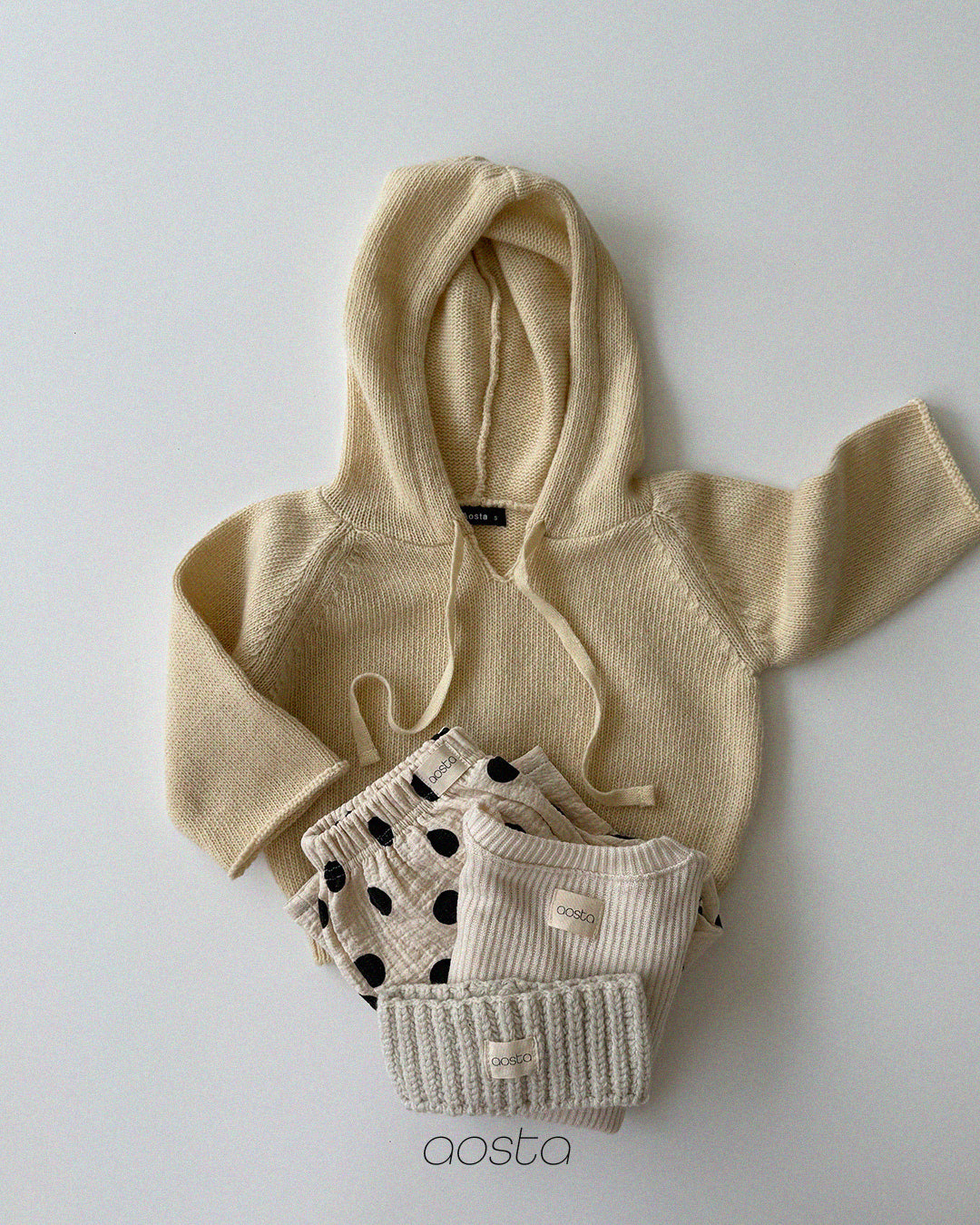 ［Aosta］Knit Cookie Hoodie